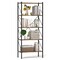 Industrial-Style 5-Tier Bookshelf with Metal Frame for Books and Storage